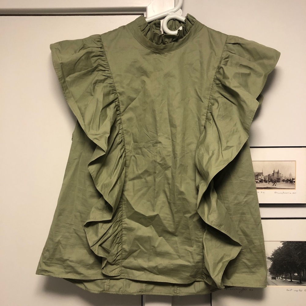 Green Ruffled Zara Top